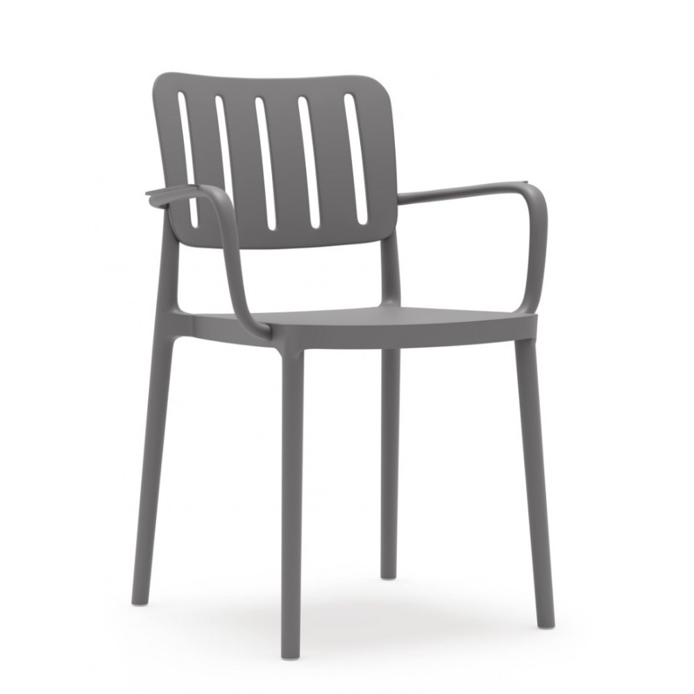 Πολυθρόνα Πολυπροπυλένιου Tiana CH535-GR Γκρί 55.5x57x81cm -002F