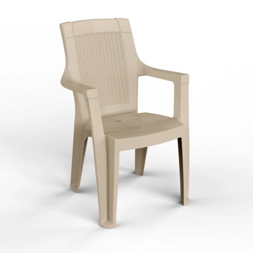 Πολυθρόνα Rania Πλαστική με σχέδιο Rattan RANIA-CAP Καπουτσίνο 56×44×89cm