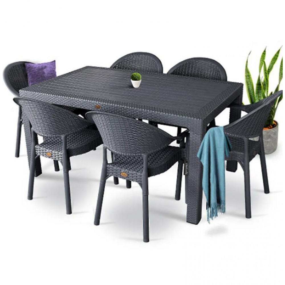 Σετ (7τμχ) Τραπεζαρία Κήπου και Βεράντας Pacific Rattan (150x90x75) GRD538-150-7-DGR Ανθρακί Σετ (7τμχ) Τραπεζαρία Κήπου και Βεράντας Pacific Rattan (150x90x75) GRD538-150-7-DGR Ανθρακί