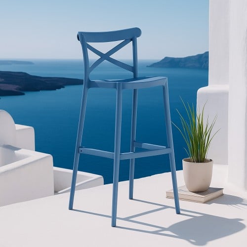 Σετ (3τμχ) Τραπέζι με 2 Καρέκλες Στρογγυλό 60×60×110cm Elly GRD541-2235-BLU Μπλέ