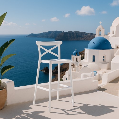 Σετ (3τμχ) Τραπέζι με 2 Καρέκλες Στρογγυλό 60×60×110cm Elly GRD541-2235-WH Λευκό