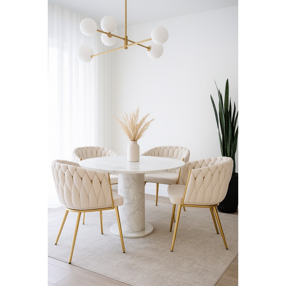 Velvet Armchair Sydney  VLT01-WH-G White with gold legs 50x62x83cm 