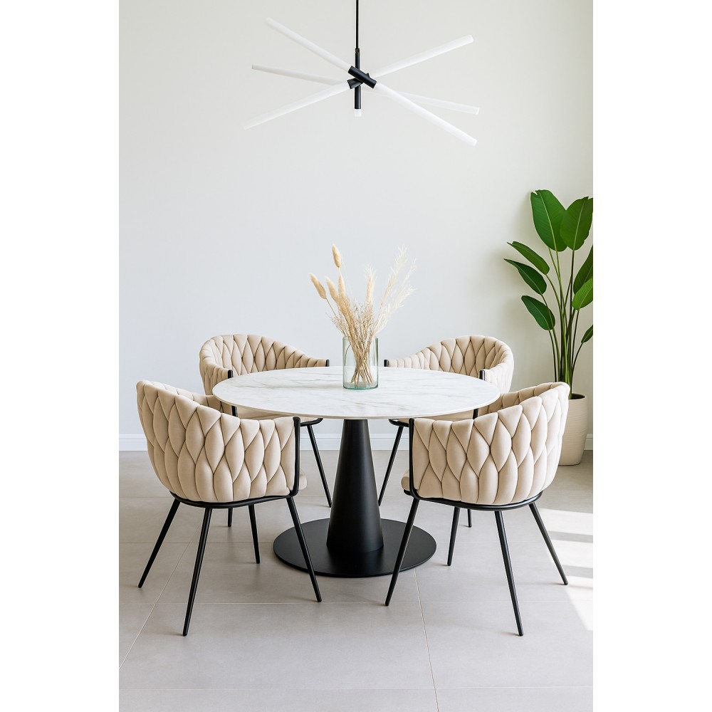 Velvet Armchair Melbourne VLT01-BG-B Beige with Black Legs 50x62x83cm