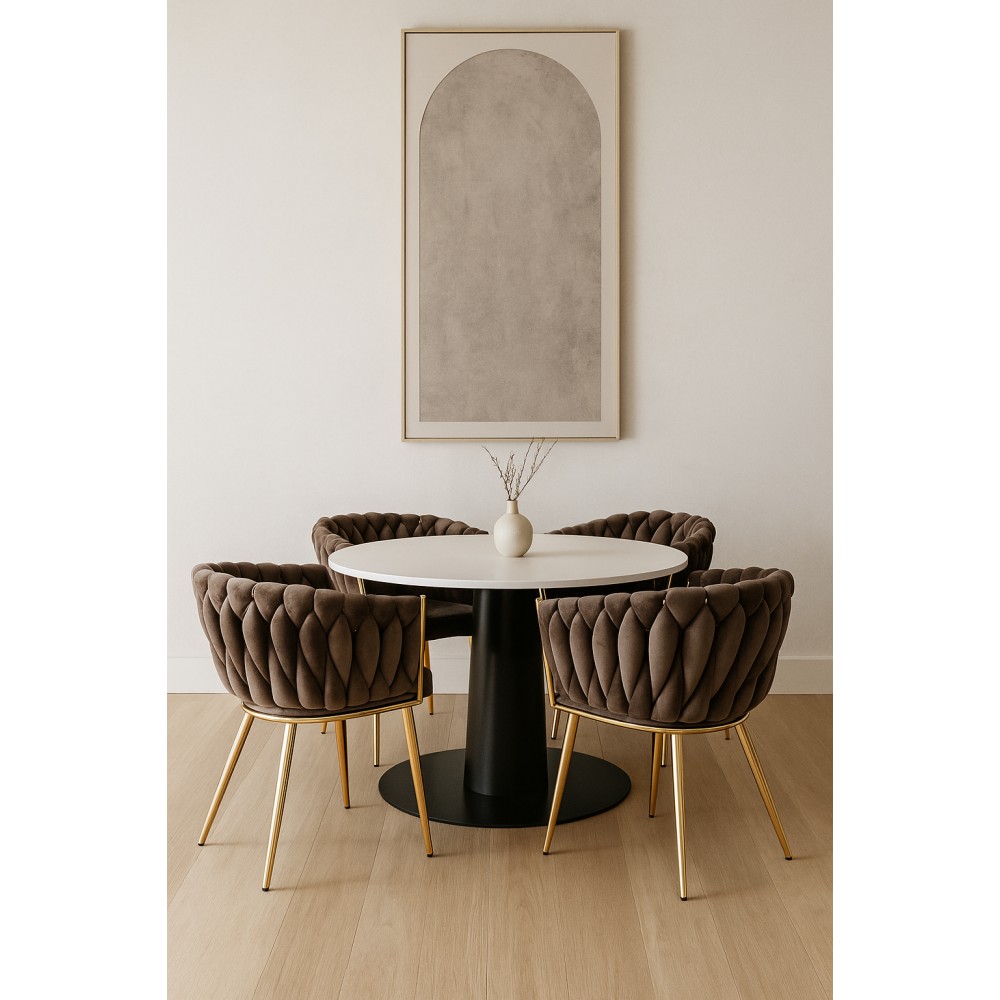 Sydney Velvet Armchair VLT01-BROWN-G Brown with Gold Legs 50x62x83cm