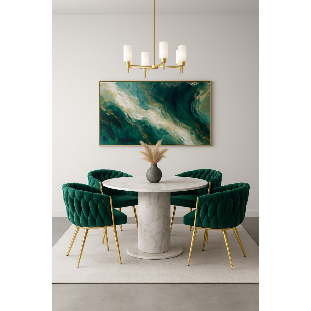 Velvet Armchair Sydney  VLT01-GRN-G Green with gold legs 50x62x83cm 