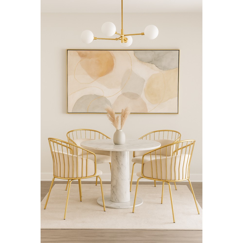 Metal Chair with Luxurious Gold Finish and Soft Velvet Seat Bergen VLT03-WH-G White 50x62x83cm Metal Chair with Luxurious Gold Finish and Soft Velvet Seat Bergen VLT03-WH-G White 50x62x83cm