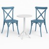 Set (3pcs) Table with 2 Chairs Round 60x60x75 Tiffany GRD542-ROUND-WHBLU White-Blue Set (3pcs) Table with 2 Chairs Round 60x60x75 Tiffany GRD542-ROUND-WHBLU White-Blue