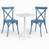 Set (3pcs) Table with 2 Chairs Square 60x60x75 Tiffany GRD542-SQUARE-WHBLU White-Blue Set (3pcs) Table with 2 Chairs Square 60x60x75 Tiffany GRD542-SQUARE-WHBLU White-Blue