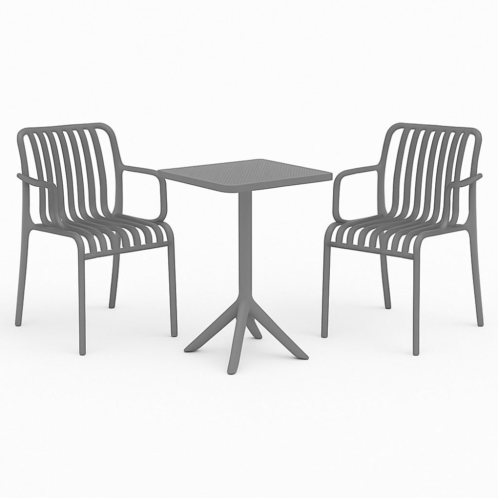 Σετ (3τμχ) Τραπέζι με 2 Καρέκλες Τετράγωνο 60x60x75 Stella GRD543-SQUARE-GR Γκρι Σετ (3τμχ) Τραπέζι με 2 Καρέκλες Τετράγωνο 60x60x75 Stella GRD543-SQUARE-GR Γκρι