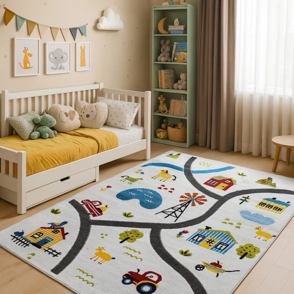  Παιδικό Χαλί 3D Farm Adventure P185A 200X250cm - Κρέμ