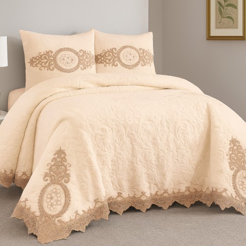 Σετ Κουβέρτα Elsa Καπουτσίνο καφέ 6τμχ (230x250cm) SET828 Σετ Κουβέρτα Elsa Καπουτσίνο καφέ 6τμχ (230x250cm) SET828
