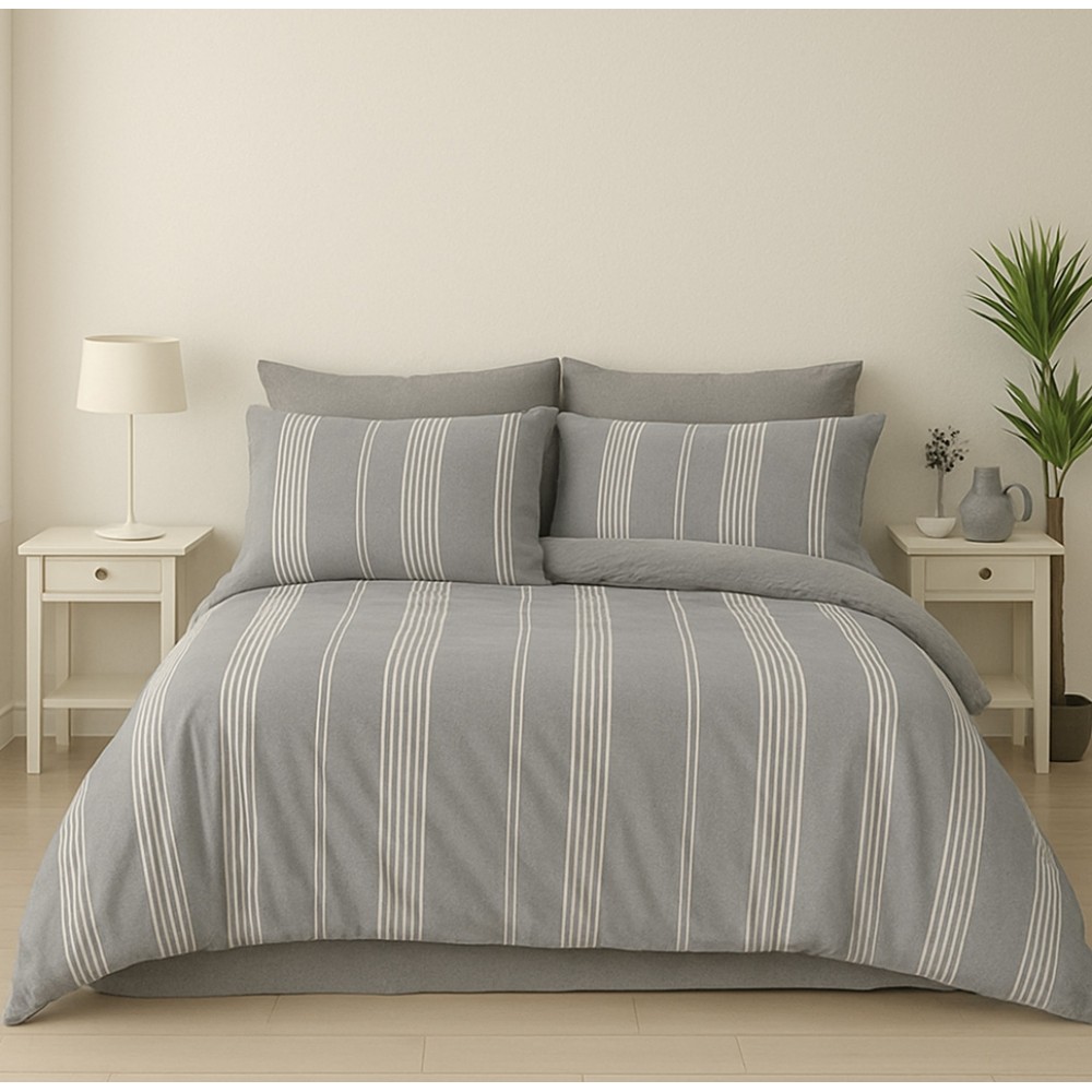 Σετ Διπλή Παπλωματοθήκη Ilaria 200x220 4τμχ Γκρι DC308-GR Σετ Διπλή Παπλωματοθήκη Ilaria 200x220 4τμχ Γκρι DC308-GR