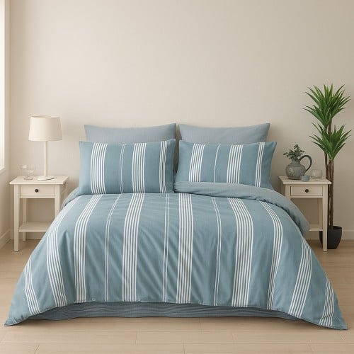 Σετ Διπλή Παπλωματοθήκη Ilaria 200x220 4τμχ Μπλέ DC310-BLU Σετ Διπλή Παπλωματοθήκη Ilaria 200x220 4τμχ Μπλέ DC310-BLU