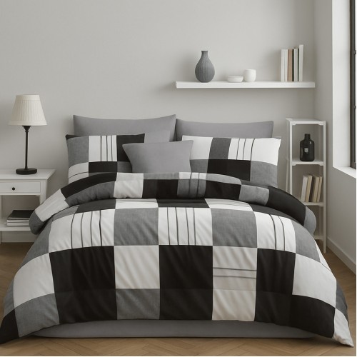 Σετ Διπλή Παπλωματοθήκη Indila 200X220cm 4τμχ Άσπρο-Μαύρο DC886 Σετ Διπλή Παπλωματοθήκη Indila 200X220cm 4τμχ Άσπρο-Μαύρο DC886