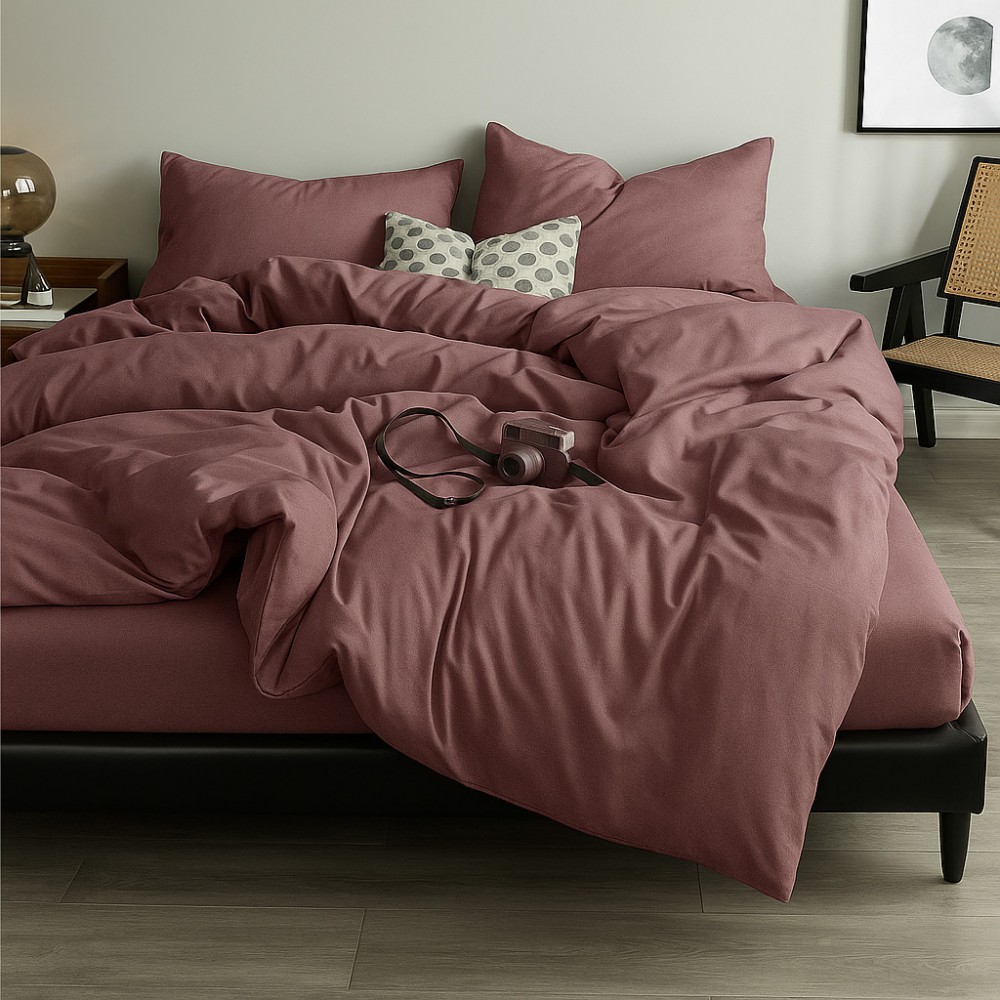 Set Single Duvet Case Soft colour (3pcs) Burgundy DC896-B Set Single Duvet Case Soft colour (3pcs) Burgundy DC896-B