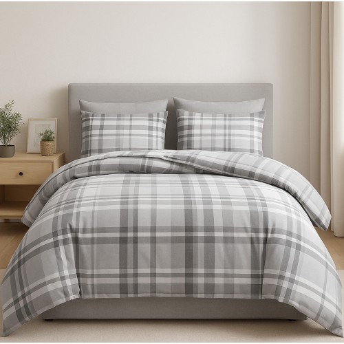 Σετ Διπλή Παπλωματοθήκη Indila 200X220cm 4τμχ Καρό DC993 Σετ Διπλή Παπλωματοθήκη Indila 200X220cm 4τμχ Καρό DC993