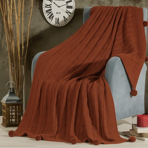 Πλεκτή Υπέρδιπλη κουβέρτα - ριχτάρι (150x210cm) KNT-28TC - κεραμιδί Πλεκτή Υπέρδιπλη κουβέρτα - ριχτάρι (150x210cm) KNT-28TC - κεραμιδί