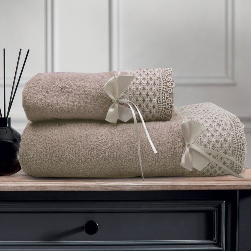 Σετ Πετσέτες Βαμβακερές 2τμχ Serena TW64-BG Μπεζ Σετ Πετσέτες Βαμβακερές 2τμχ Serena TW64-BG Μπεζ