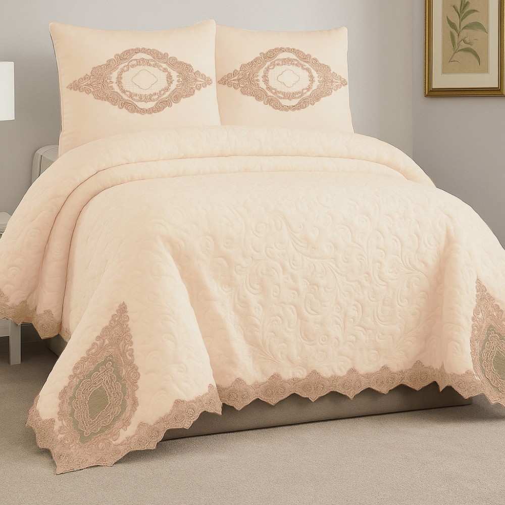 Σετ Κουβέρτα Almira Καπουτσίνο καφέ 6τμχ (230x250cm) SET827 Σετ Κουβέρτα Almira Καπουτσίνο καφέ 6τμχ (230x250cm) SET827