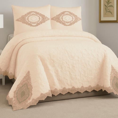 Σετ Κουβέρτα Almira Καπουτσίνο καφέ 6τμχ (230x250cm) SET827 Σετ Κουβέρτα Almira Καπουτσίνο καφέ 6τμχ (230x250cm) SET827