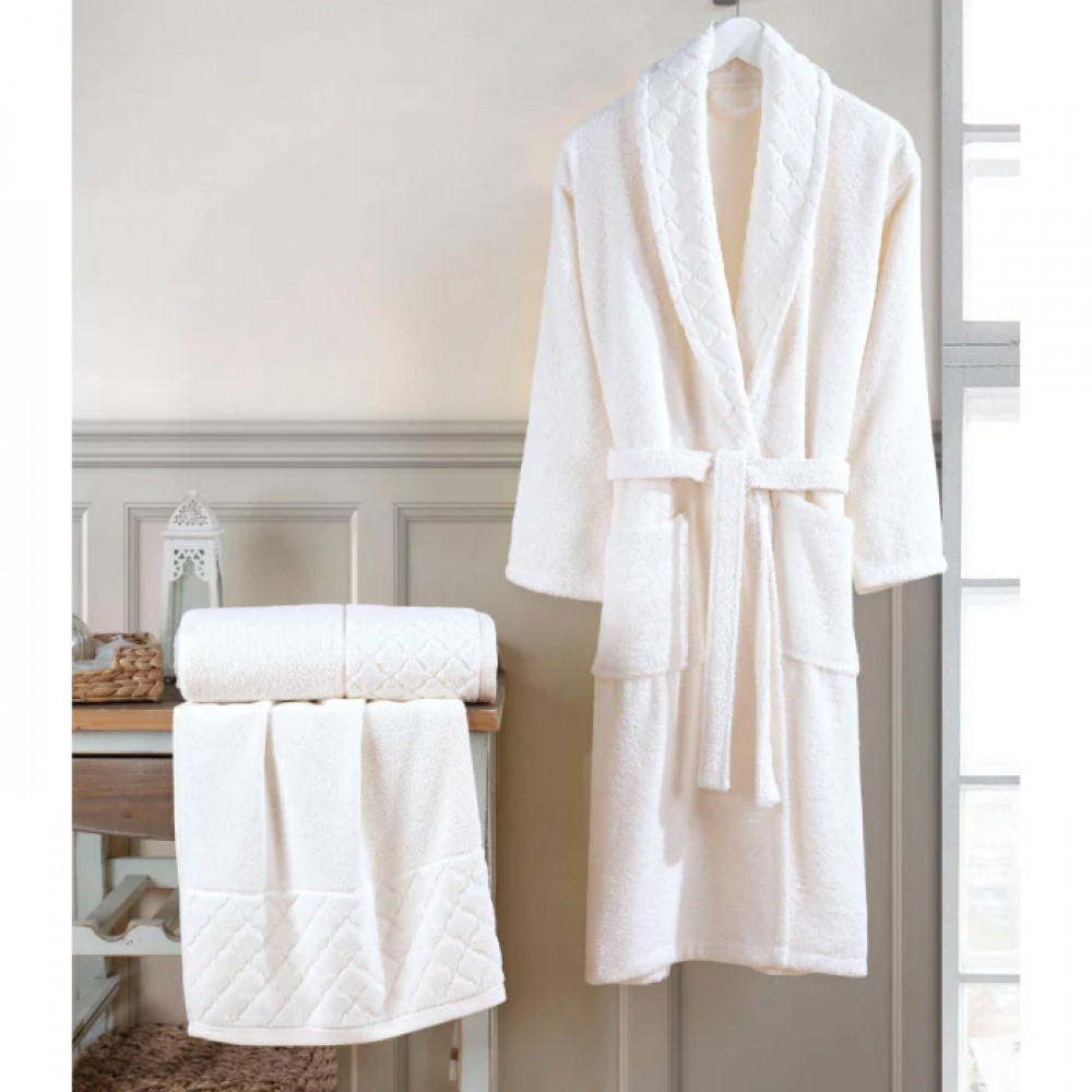 Σετ Μπουρνούζι 3τμχ Βαμβακερό onesize Ιβουάρ BOX100-IV-SET