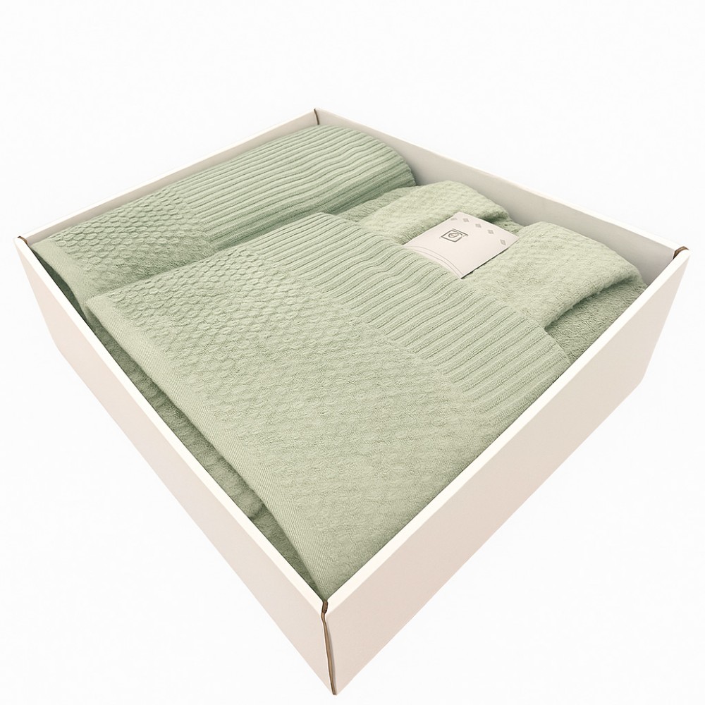 Σετ Μπουρνούζι 3τμχ Βαμβακερό με σχέδιο onesize Πράσινο BOX200-GRN-SET Σετ Μπουρνούζι 3τμχ Βαμβακερό με σχέδιο onesize Πράσινο BOX200-GRN-SET