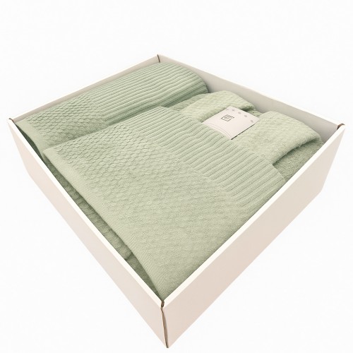 Σετ Μπουρνούζι 3τμχ Βαμβακερό με σχέδιο onesize Πράσινο BOX200-GRN-SET