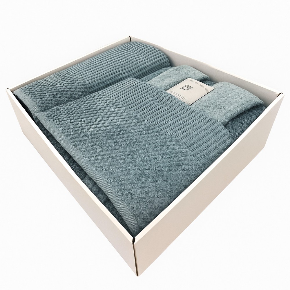 Σετ Μπουρνούζι 3τμχ Βαμβακερό με σχέδιο onesize Σιέλ BOX200-SIE-SET Σετ Μπουρνούζι 3τμχ Βαμβακερό με σχέδιο onesize Σιέλ BOX200-SIE-SET