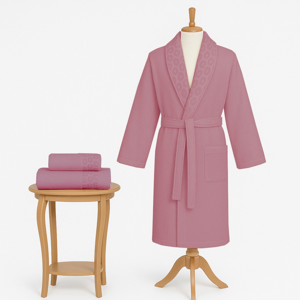 Σετ Μπουρνούζι 3τμχ Βαμβακερό με σχέδιο onesize Σάπιο μήλο BOX300-RA-SET