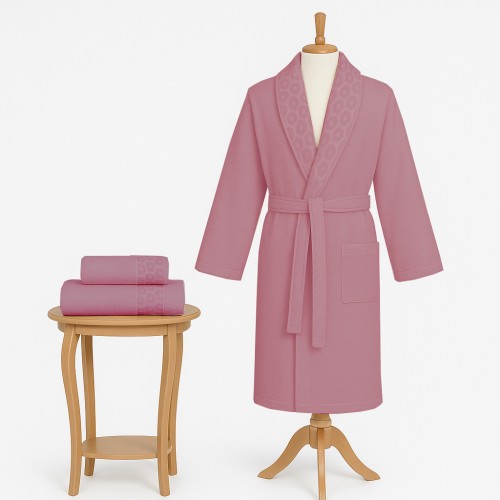 Σετ Μπουρνούζι 3τμχ Βαμβακερό με σχέδιο onesize Σάπιο μήλο BOX300-RA-SET