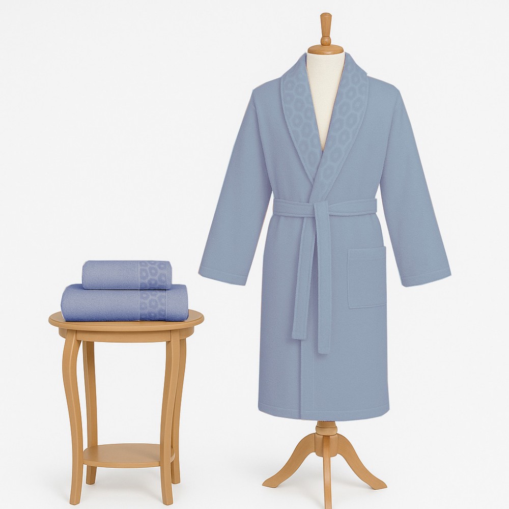 Σετ Μπουρνούζι 3τμχ Βαμβακερό με σχέδιο onesize Σιέλ BOX300-SIE-SET Σετ Μπουρνούζι 3τμχ Βαμβακερό με σχέδιο onesize Σιέλ BOX300-SIE-SET