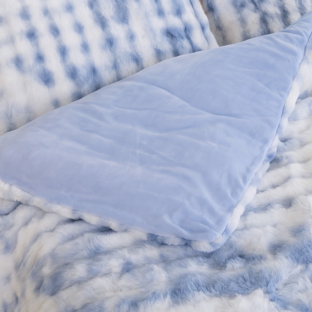 Μονή Σετ Έξυπνη Παπλωματοθήκη γούνινη Rabbit Fur Bubble (2τμχ) 160x220cm DCS-100-BLU Γαλάζιο