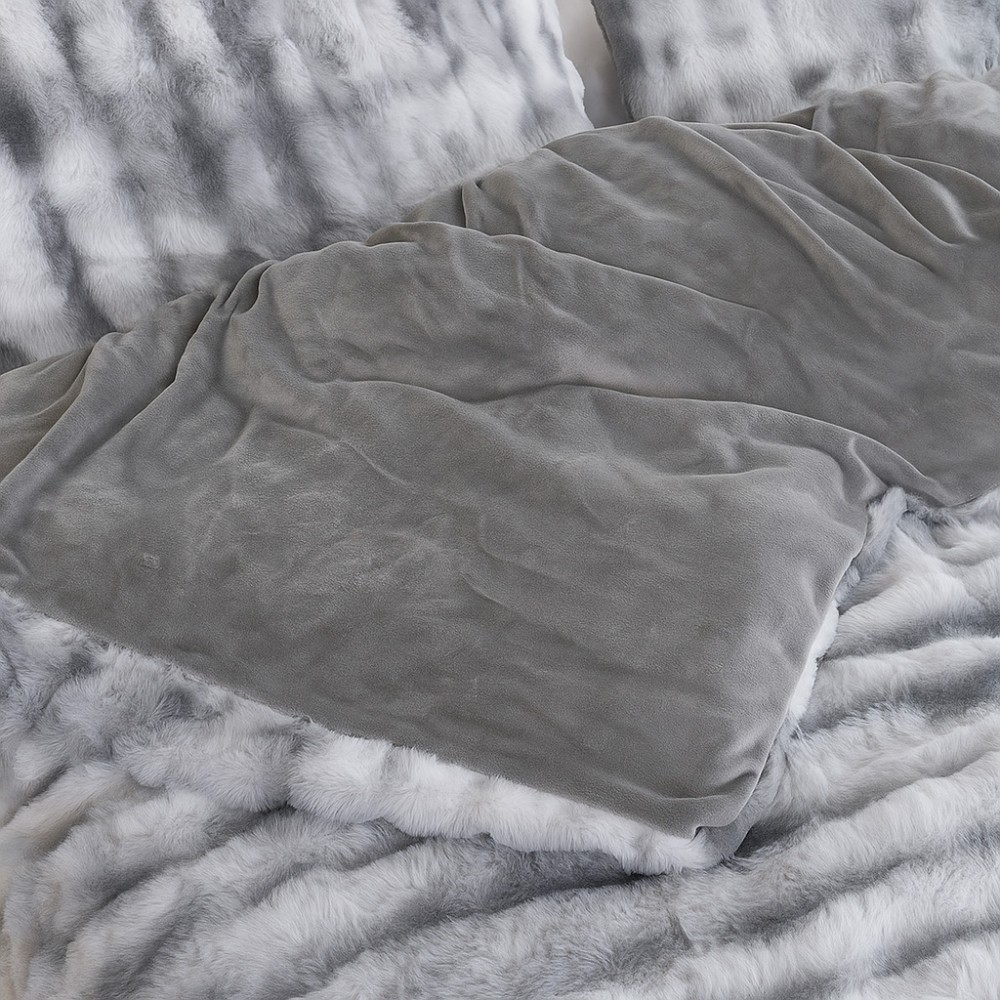 Υπέρδιπλη Σετ Έξυπνη Παπλωματοθήκη γούνινη Rabbit Fur Bubble (3τμχ) 220x240cm DCS-200-GR Γκρι