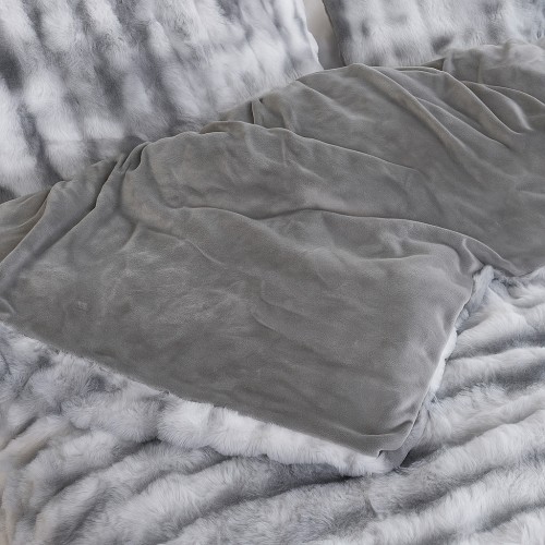 Υπέρδιπλη Σετ Έξυπνη Παπλωματοθήκη γούνινη Rabbit Fur Bubble (3τμχ) 220x240cm DCS-200-GR Γκρι