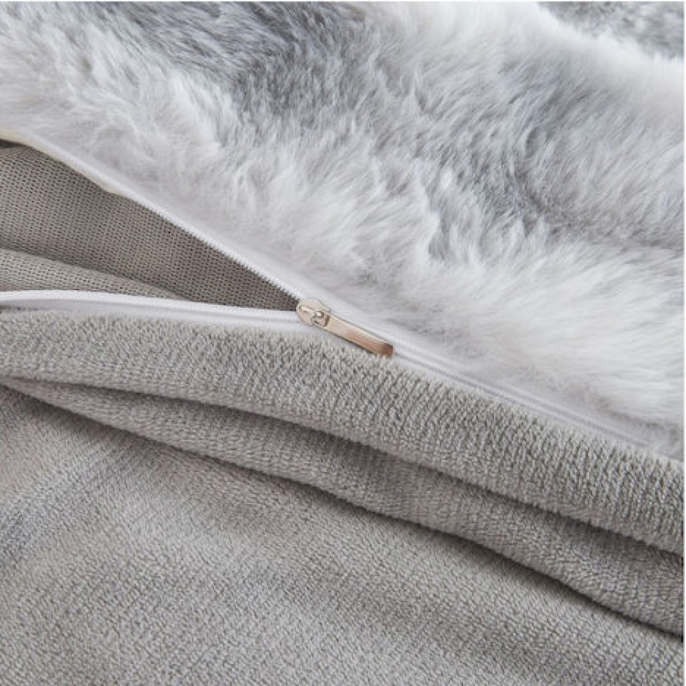 Υπέρδιπλη Σετ Έξυπνη Παπλωματοθήκη γούνινη Rabbit Fur Bubble (3τμχ) 220x240cm DCS-200-GR Γκρι