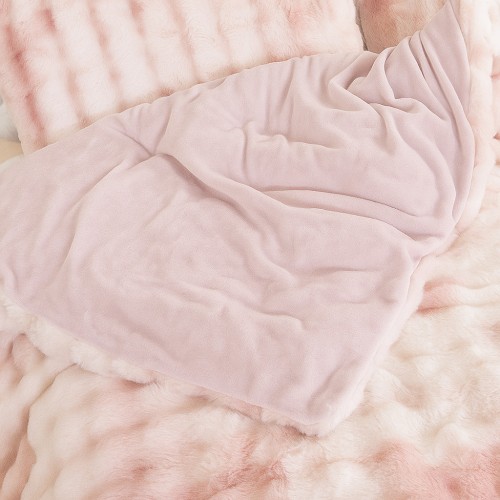 Υπέρδιπλη Σετ Έξυπνη Παπλωματοθήκη γούνινη Rabbit Fur Bubble (3τμχ) 220x240cm DCS-200-PN Ροζ