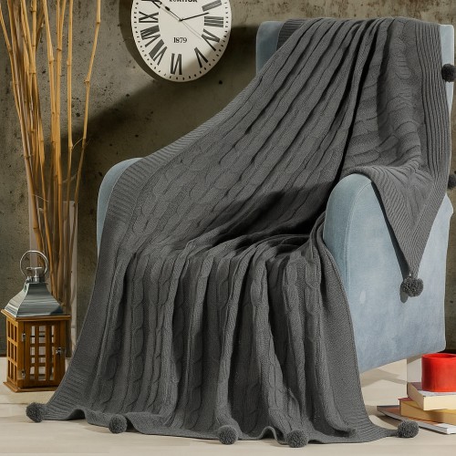 Πλεκτή Υπέρδιπλη κουβέρτα - ριχτάρι (150x210cm) KNT-28GR Πλεκτή Υπέρδιπλη κουβέρτα - ριχτάρι (150x210cm) KNT-28GR