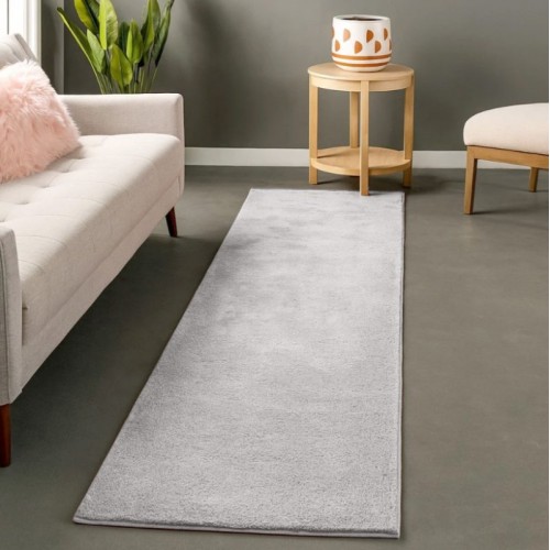 Γούνινος Διάδρομος με το μέτρο Deluxe Μονόχρωμο PST001-SLV-RUN Ανοιχτό γκρι 80cm 