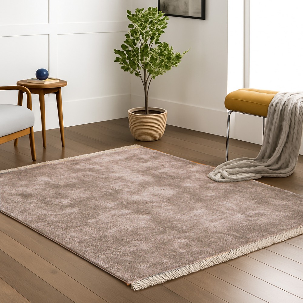 Γούνινο Χαλί Deluxe Μονόχρωμο με Κρόσσι PST003-VZ-200 καφέ μόκα 200x270cm