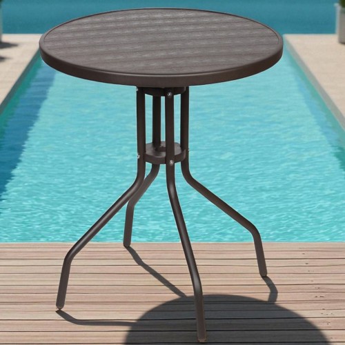 Τραπέζι Στρογγυλό Πολυπροπυλένιο 60×60×69cm Retzo TB021-BR Καφέ