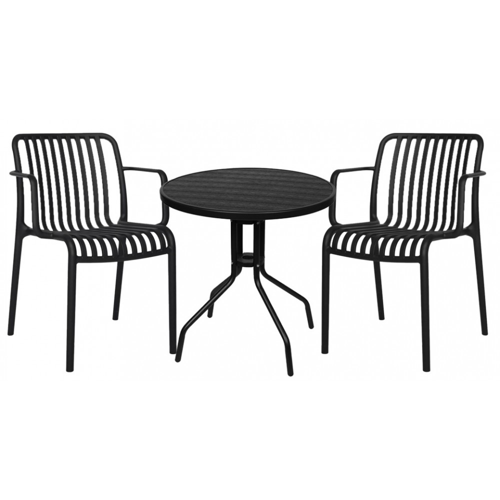 Set (3pcs) Table with 2 Chairs 60x60x70 Everest RD543-RETZO-BL Black Set (3pcs) Table with 2 Chairs 60x60x70 Everest RD543-RETZO-BL Black