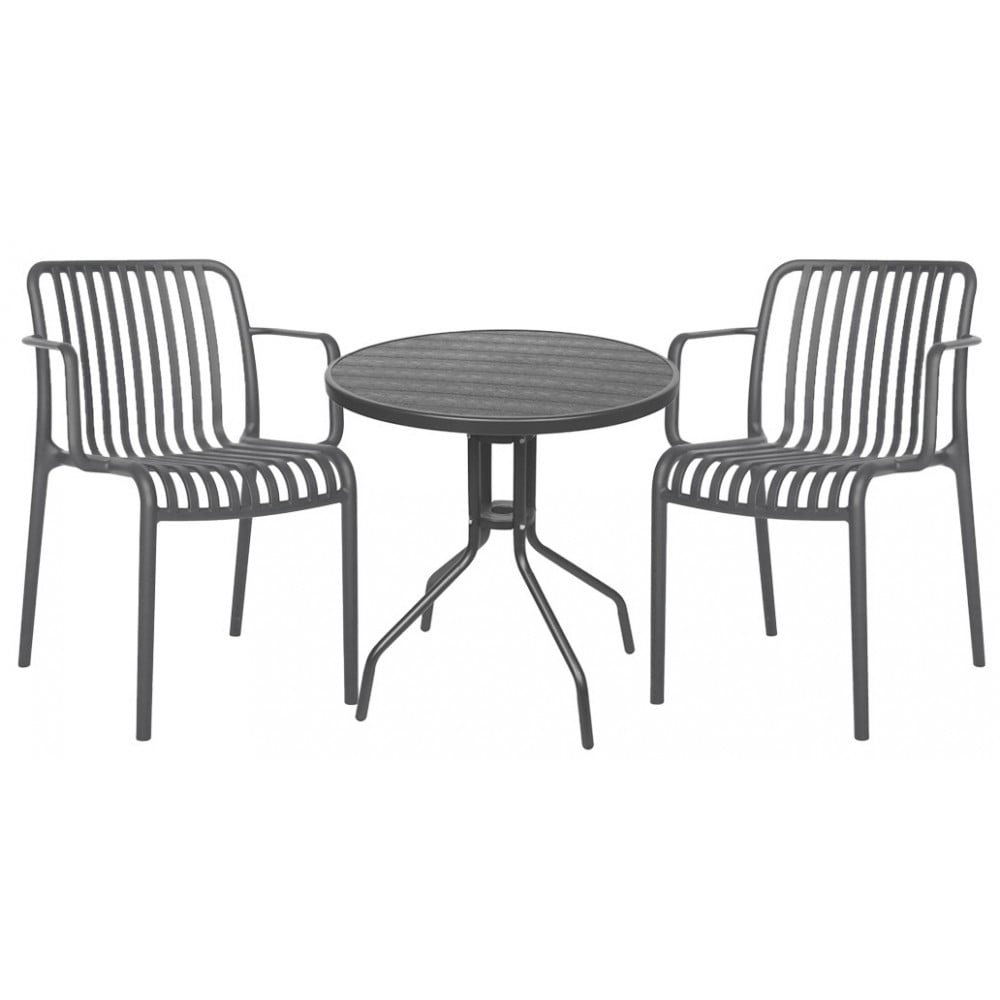Set (3pcs) Table with 2 Chairs 60x60x70 Everest GRD543-RETZO-GR Grey Set (3pcs) Table with 2 Chairs 60x60x70 Everest GRD543-RETZO-GR Grey