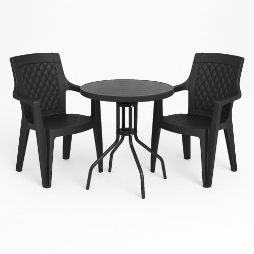 Σετ (3τμχ) Τραπέζι με 2 Καρέκλες 60x60x70 Bergama GRDBERGAMA-RETZO-ANT Ανθρακί
