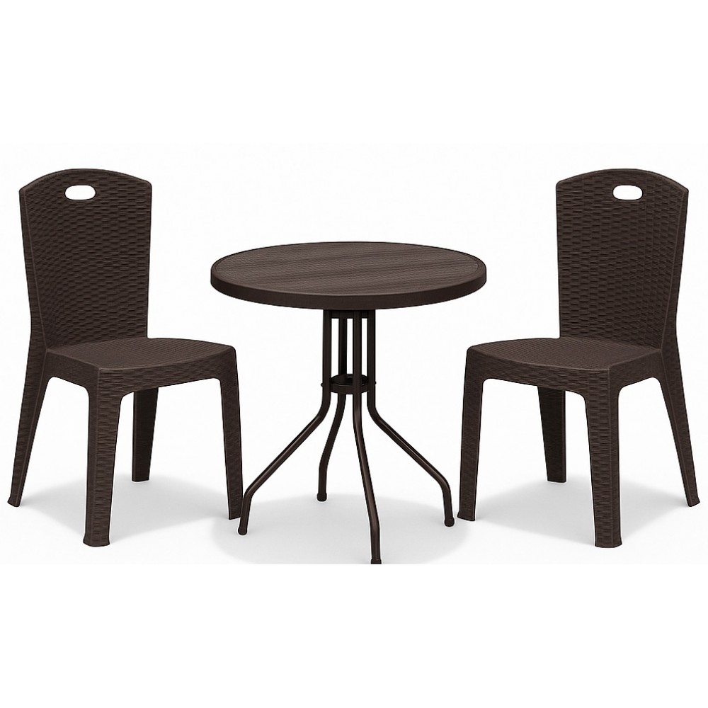 Set (3pcs) Table with 2 Chairs 60x60x70 Paris GRDPARIS-RETZO-BR Brown Set (3pcs) Table with 2 Chairs 60x60x70 Paris GRDPARIS-RETZO-BR Brown