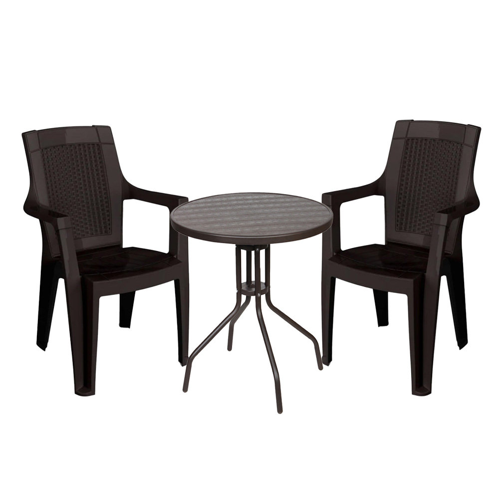 Set (3pcs) Table with 2 Chairs 60x60x70 Rania GRDRANIA-RETZO-BR Brown