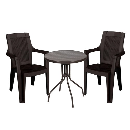 Σετ (3τμχ) Τραπέζι με 2 Καρέκλες 60x60x70 Rania GRDRANIA-RETZO-BR Καφέ