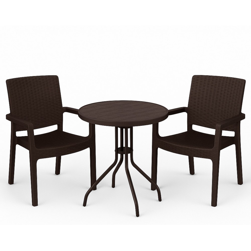 Set (3pcs) Table with 2 Chairs 60x60x70 RIO GRDRIO-RETZO-BR Brown Set (3pcs) Table with 2 Chairs 60x60x70 RIO GRDRIO-RETZO-BR Brown