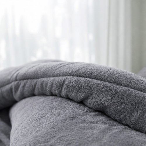 Υπέρδιπλο Κουβερτοπάπλωμα Flannel Plush Διπλής όψης 220x240 Q418-ANT Ανθρακί