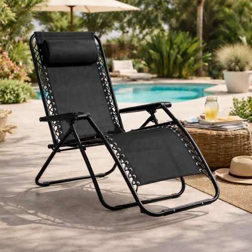 Siena Αναδιπλούμενη Πολυθρόνα - Ξαπλώστρα Χαλάρωσης Πολλαπλών Θέσεων CH-C2015 Μαύρο 