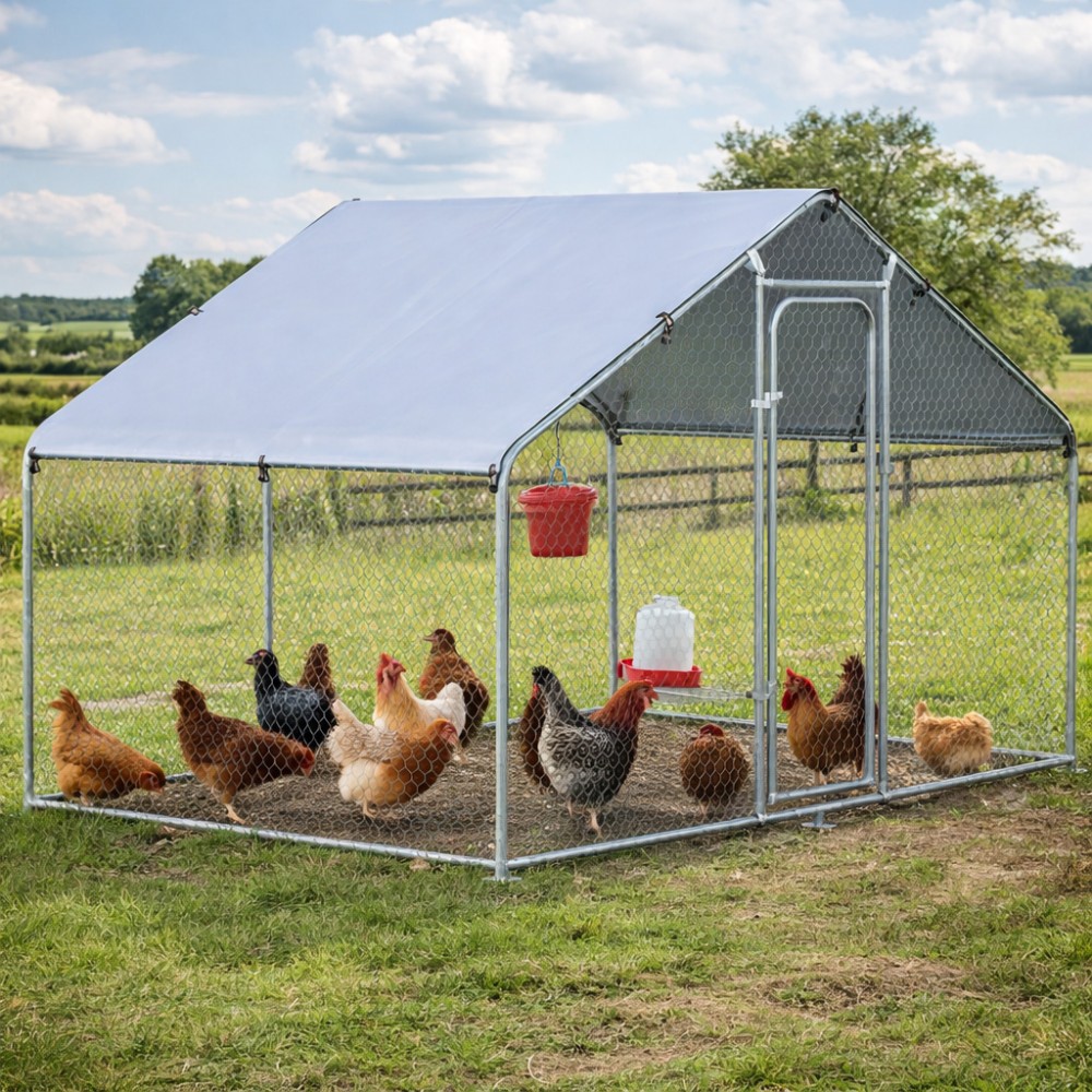Gazebo Μεταλλικό Κοτέτσι – Κλουβί Εξωτερικού Χώρου 2x3x2m με Αδιάβροχη Οροφή GZ-P8003
